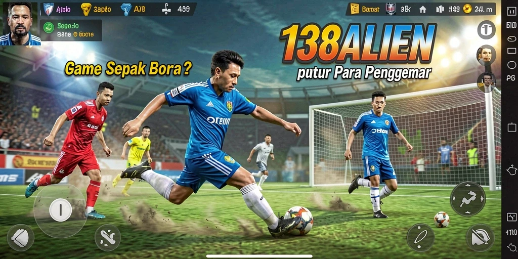 Screenshot game 138ALIEN menampilkan aksi pertandingan sepak bola yang seru.