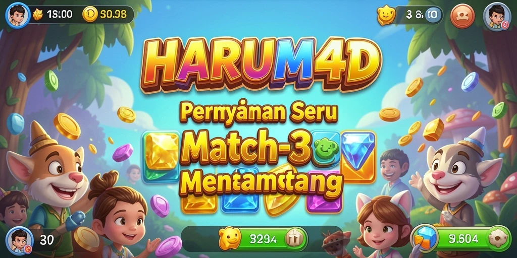 Gameplay seru HARUM4D dengan aksi pencocokan yang cepat.