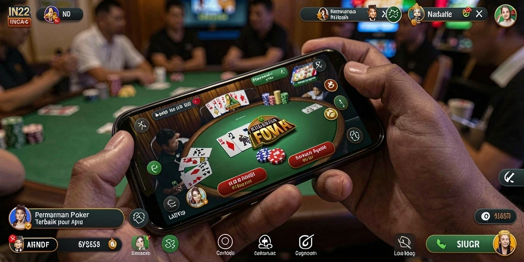 Tampilan menarik dari gameplay poker di IN22.