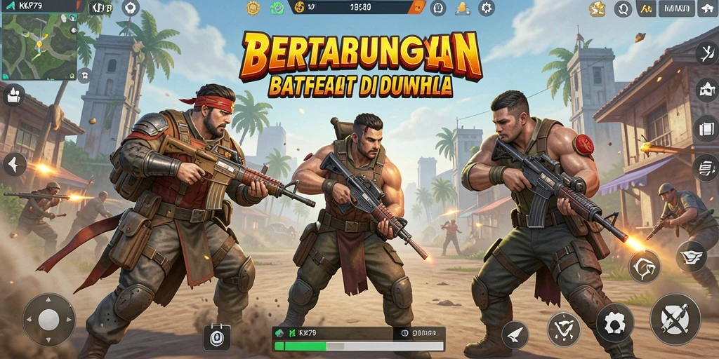 Gameplay KPK79 yang penuh aksi dan strategi dalam Battle Royale.