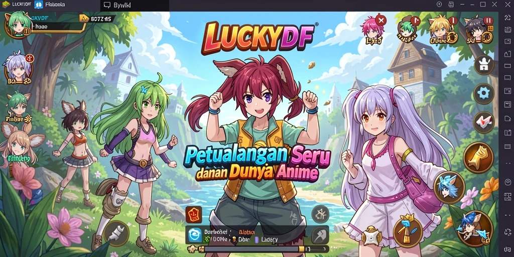Tampilan menarik dari gameplay LUCKYDF dengan karakter anime.