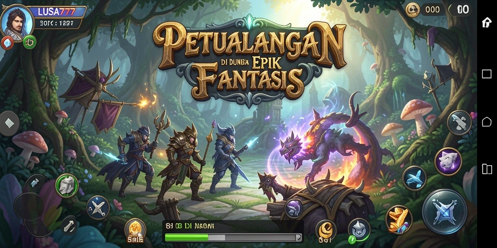 Screenshot gameplay LUSA777 dengan aksi pertarungan epik.