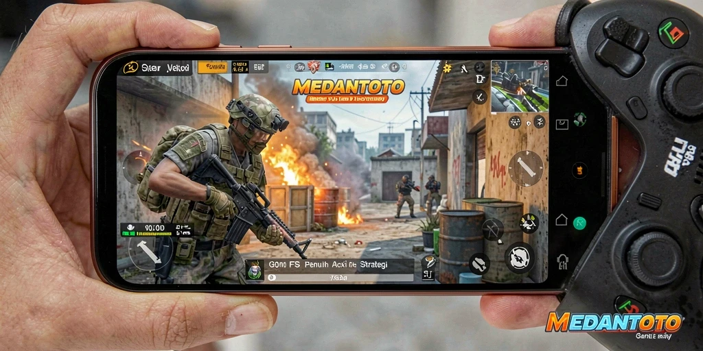 Tampilan gameplay MEDANTOTO dengan aksi FPS mendebarkan.