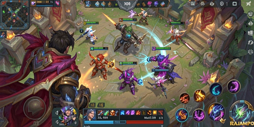 Gameplay MOBA yang seru dan menarik di RAJAMPO.