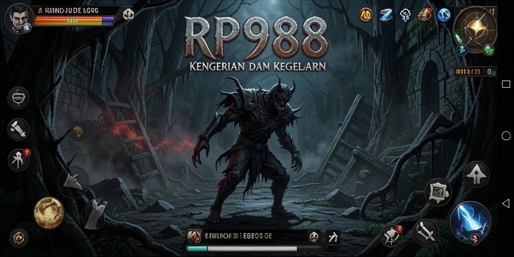 Screenshot gameplay menegangkan dari RP888 yang menunjukkan suasana Horror.