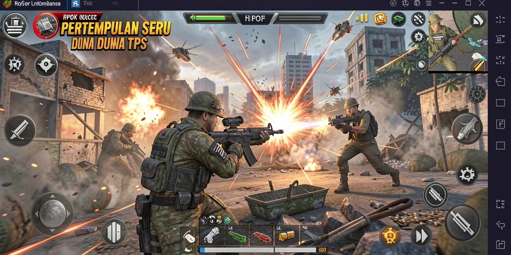 Tangkapan layar menampilkan aksi intens dalam gameplay TPS RPOK.