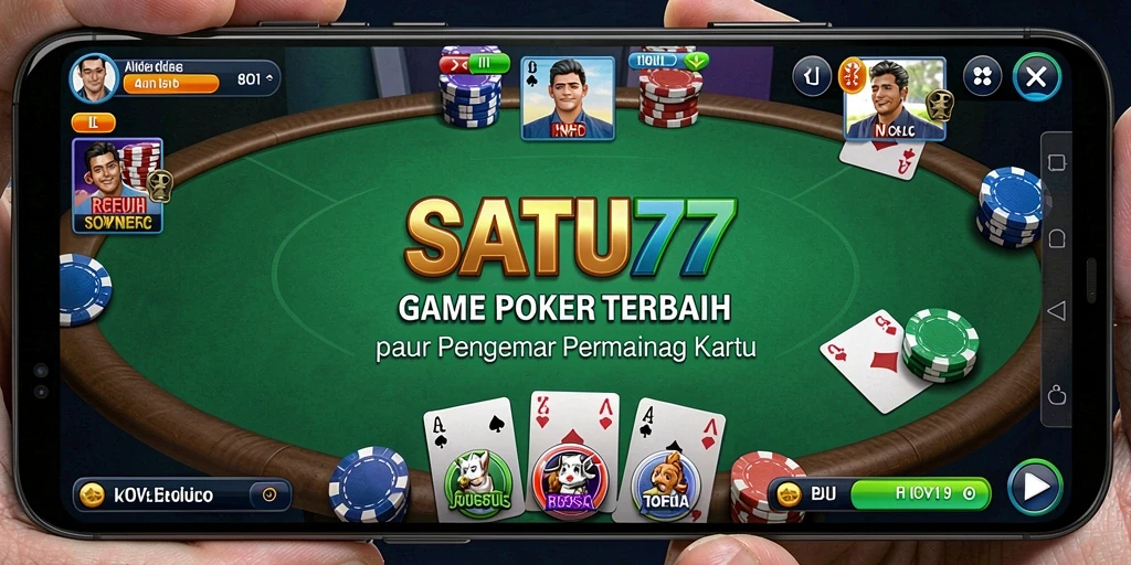 Tampilan menarik dari permainan Poker di SATU77.