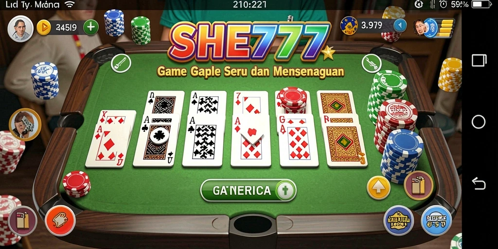 Screenshot gameplay menyenangkan dari SHE777 yang menunjukkan aksi Gaple.