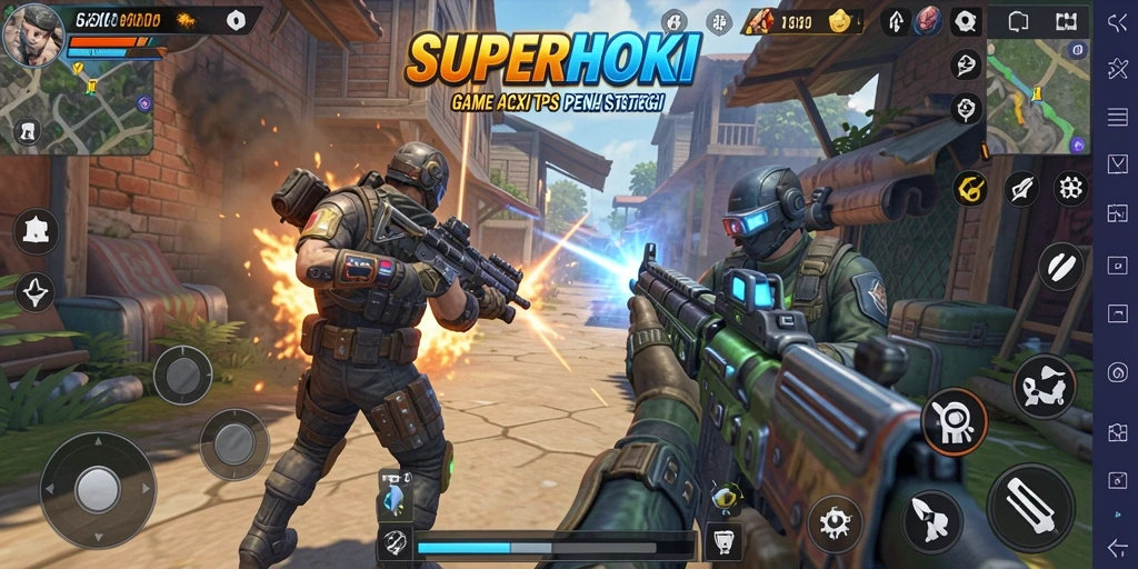 Tangkapan layar SUPERHOKI menampilkan gameplay TPS yang mendebarkan.
