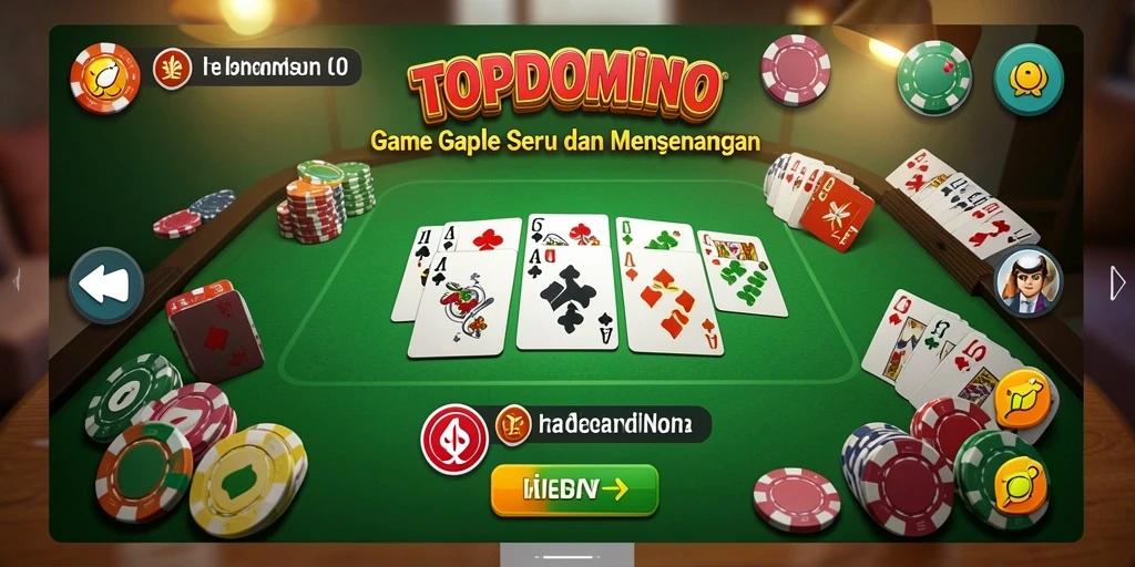 Screenshot gameplay TOPDOMINO yang penuh keseruan dalam bermain Gaple.